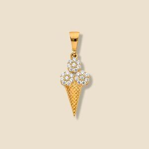 14K Solid Gold Ice Cream Charm | Modern Jewelry | Symbols of Celebration & Joy |